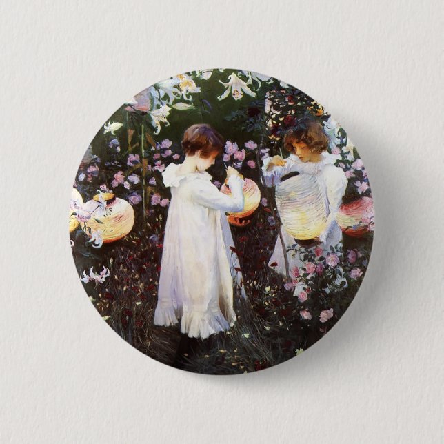 John Sargent: Carnation, Lily, Rose 2 Inch Round Button (Front)