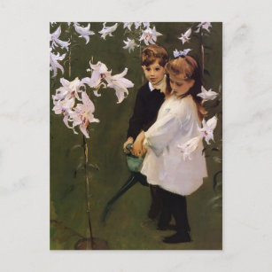 John Sargent- Garden Study of the Vickers Children Postcard