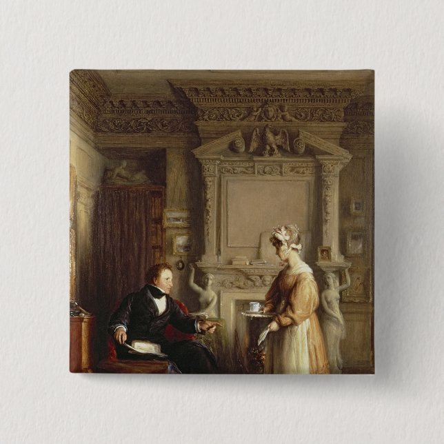 John Sheepshanks and his maid 2 Inch Square Button (Front)