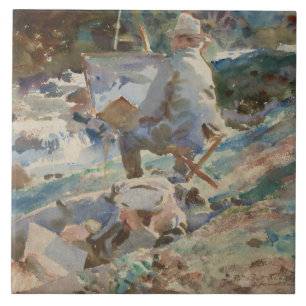 John Singer Sargent - An Artist at His Easel Tile