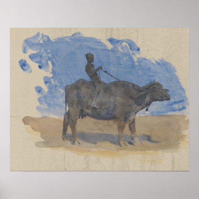 John Singer Sargent - Boy on Water Buffalo Poster (Front)