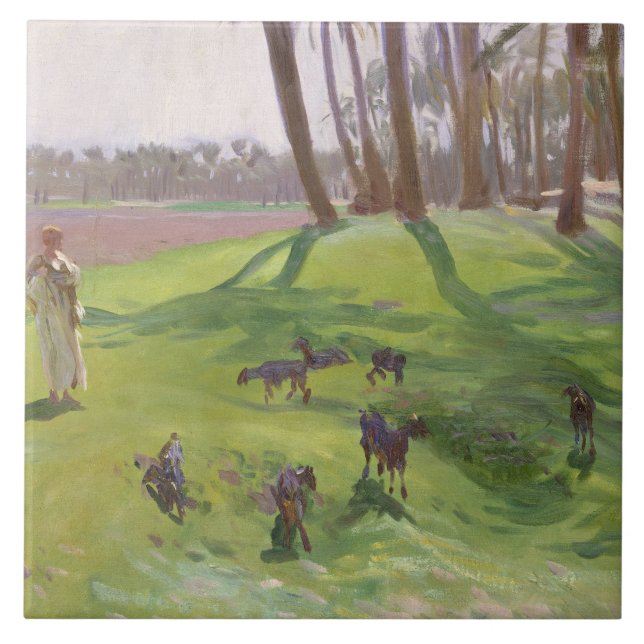 John Singer Sargent - Landscape with Goatherd Tile (Front)