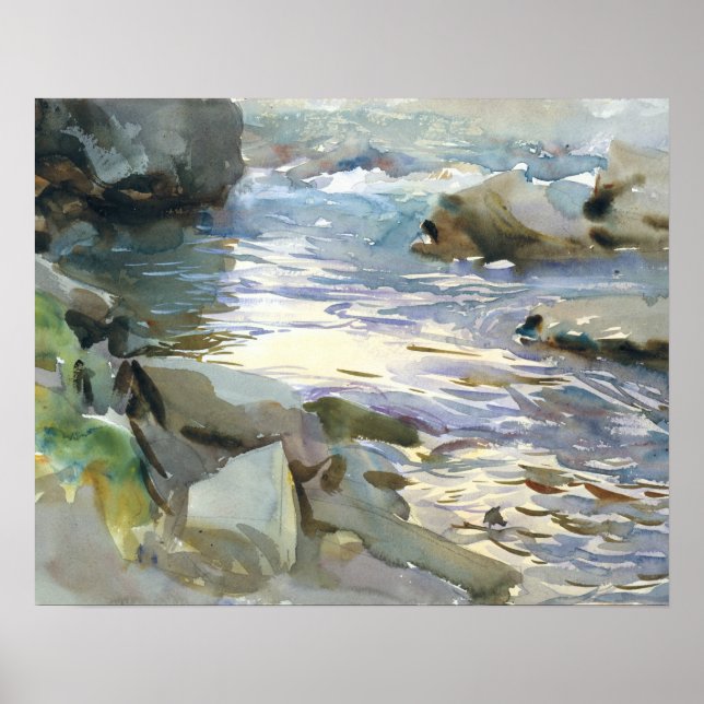 John Singer Sargent - Stream and Rocks Poster (Front)