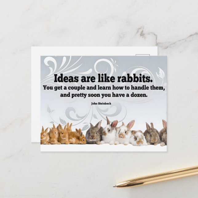 John Steinbeck Inspirational Quote "Ideas" Postcard (Front/Back In Situ)