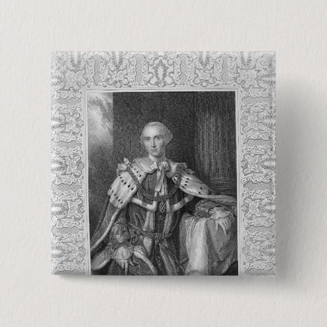 John Stuart, Third Earl of Bute, engraved 2 Inch Square Button (Front)