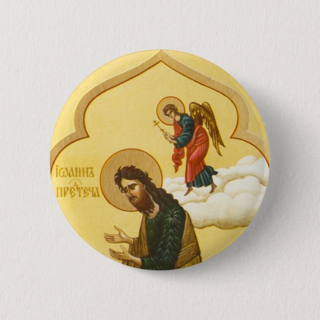 John the Baptist Russian icon 2 Inch Round Button (Front)