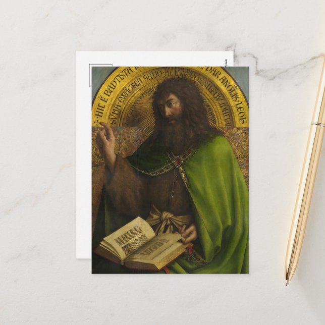 John the Baptist, The Ghent Altarpiece by van Eyck Holiday Postcard (Front/Back In Situ)