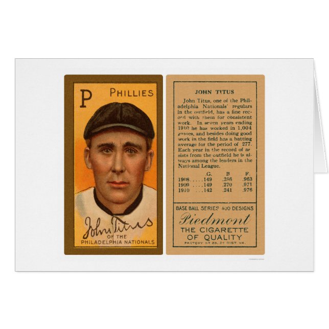 John Titus Phillies Baseball 1911 (Front Horizontal)