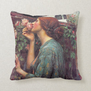 John W. Waterhouse Pré-Raphaelite Rose Coussin