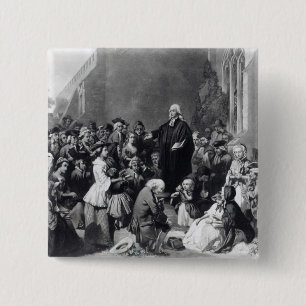 John Wesley preaching 2 Inch Square Button