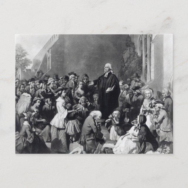 John Wesley preaching Postcard (Front)
