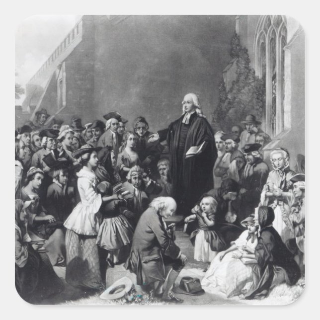 John Wesley preaching Square Sticker (Front)