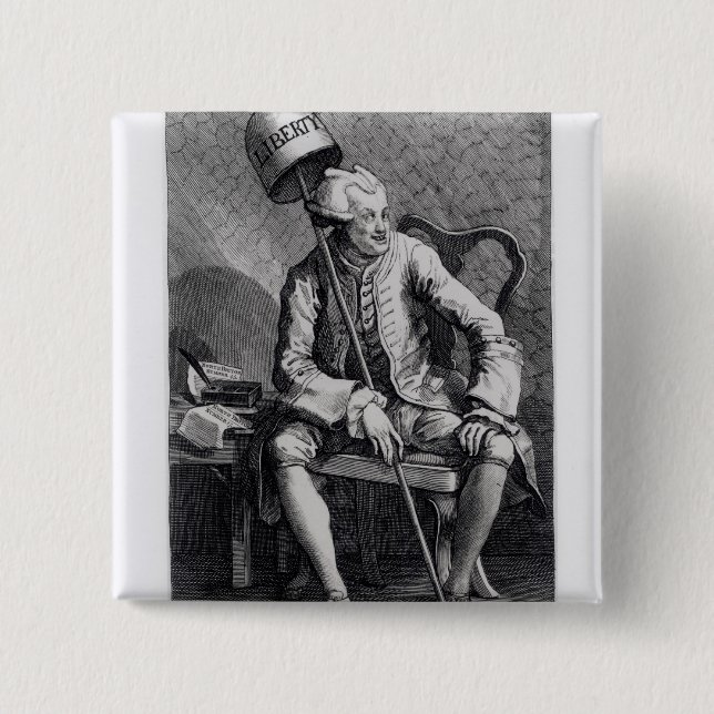 John Wilkes  1763 2 Inch Square Button (Front)