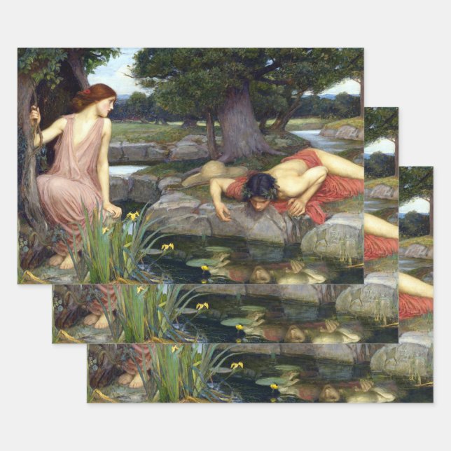 John William Waterhouse Echo and Narcissus Poster Wrapping Paper Sheet (Set)