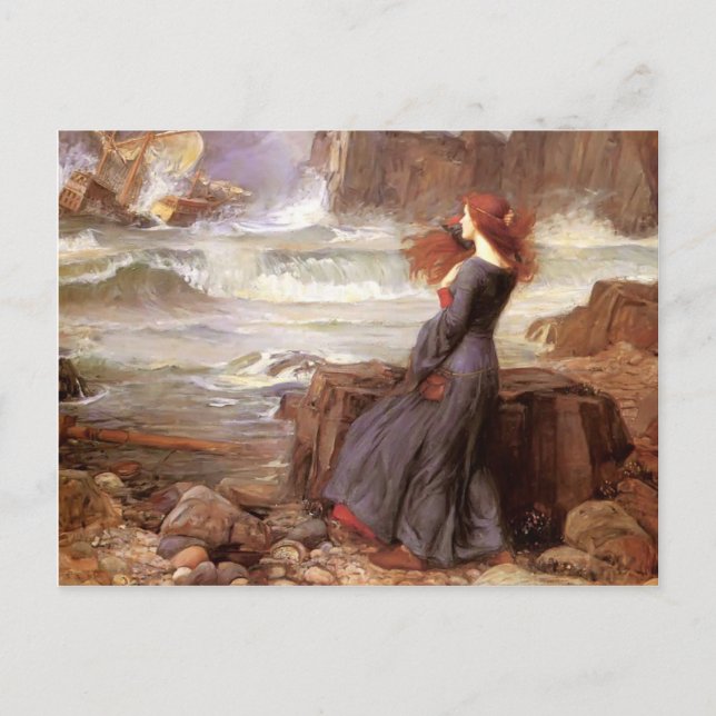 John William Waterhouse- Miranda Postcard (Front)