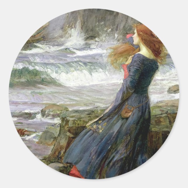 John William Waterhouse Miranda The Tempest Classic Round Sticker (Front)