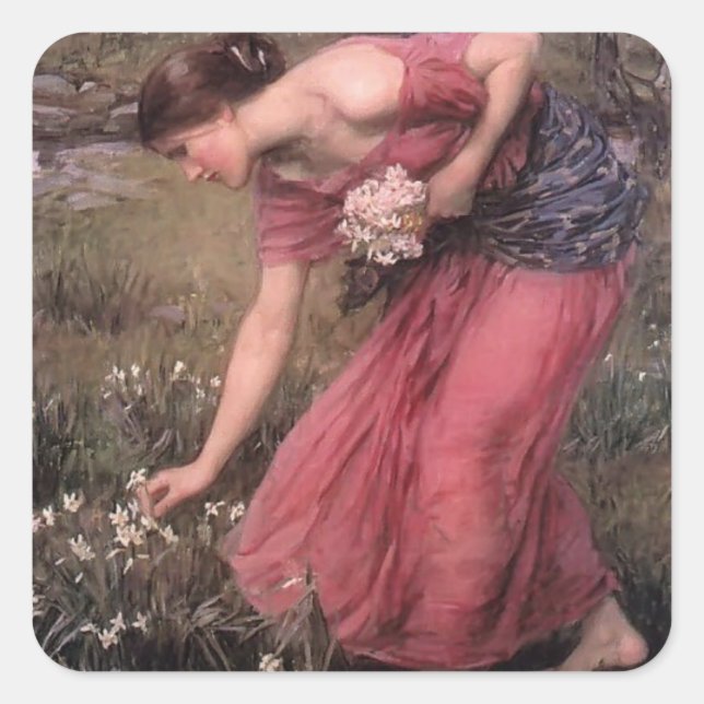 John William Waterhouse- Narcissus Square Sticker (Front)