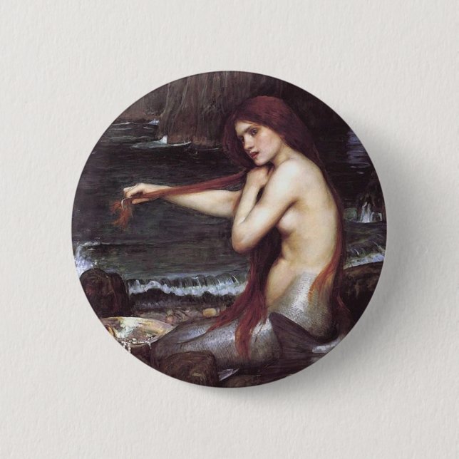 John Wm. Waterhouse Mermaid 2 Inch Round Button (Front)