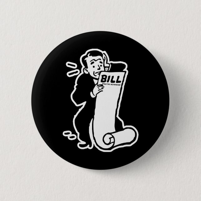 Johnny Auto Big Bill 2 Inch Round Button (Front)