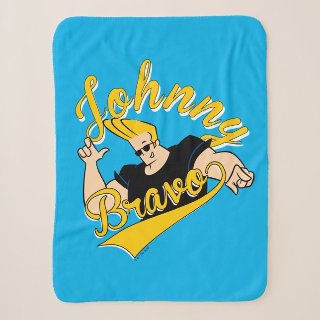 Johnny Bravo Athletic Graphic Sherpa Blanket (Front)
