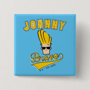 Johnny Bravo Collegiate Graphic 2 Inch Square Button