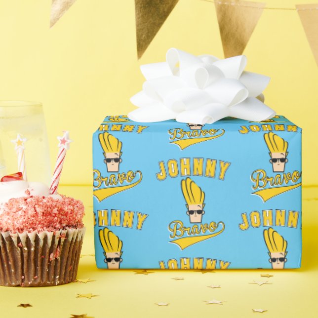 Johnny Bravo Collegiate Graphic Wrapping Paper (Birthday Party)