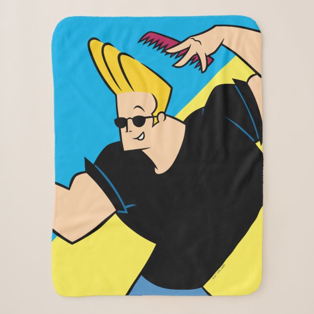 Johnny Bravo Combing Hair Sherpa Blanket (Front)