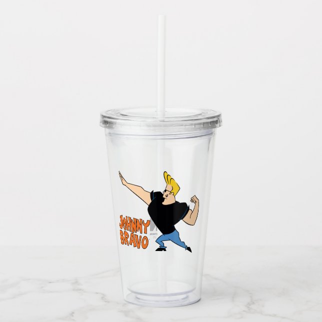 Johnny Bravo Flexing Acrylic Tumbler (Front)
