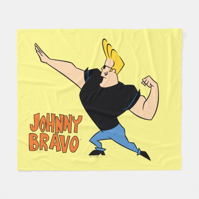 Johnny Bravo Flexing Fleece Blanket (Front (Horizontal))