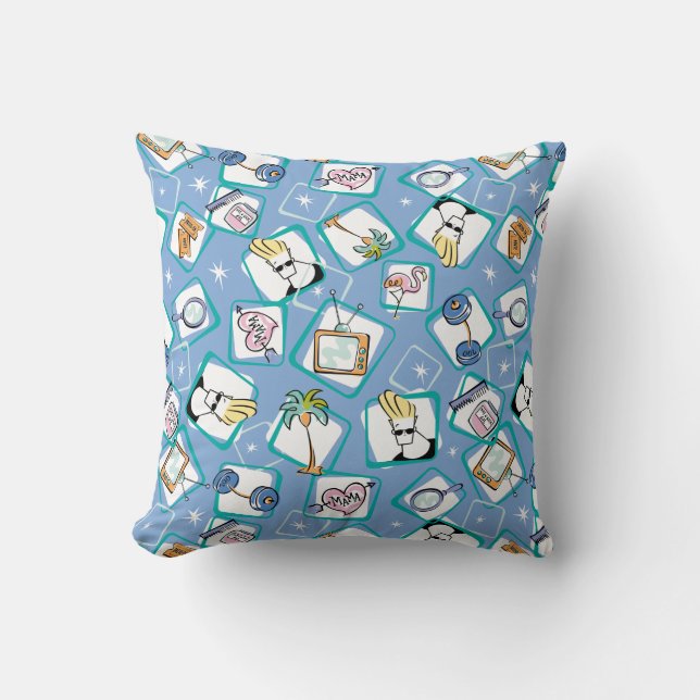 Johnny Bravo Icon Pattern Throw Pillow (Front)