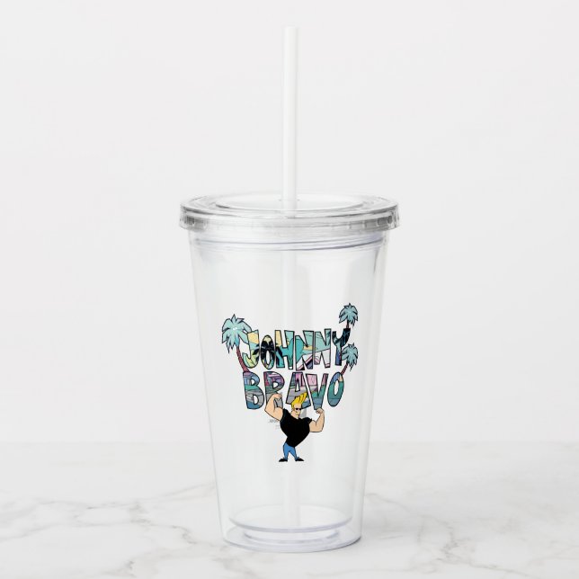 Johnny Bravo Palm Tree Name Acrylic Tumbler (Front)