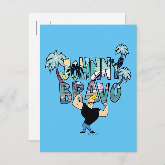 Johnny Bravo Palm Tree Name Postcard (Front/Back)