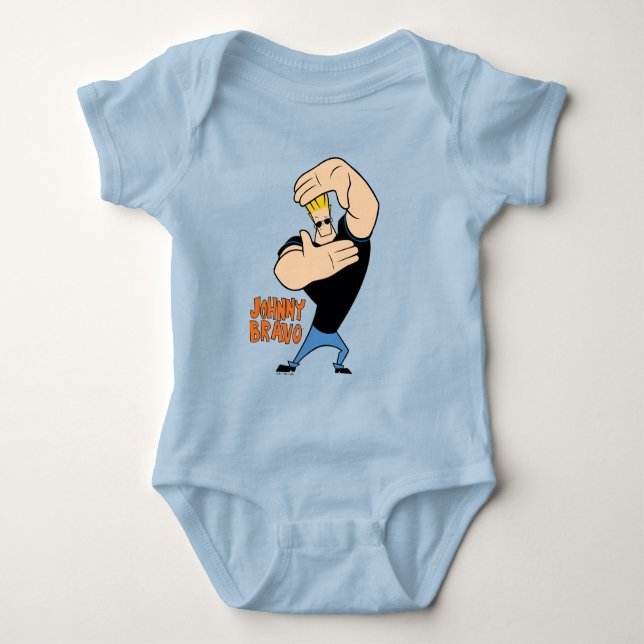 Johnny Bravo Picture Frame Pose Baby Bodysuit (Front)