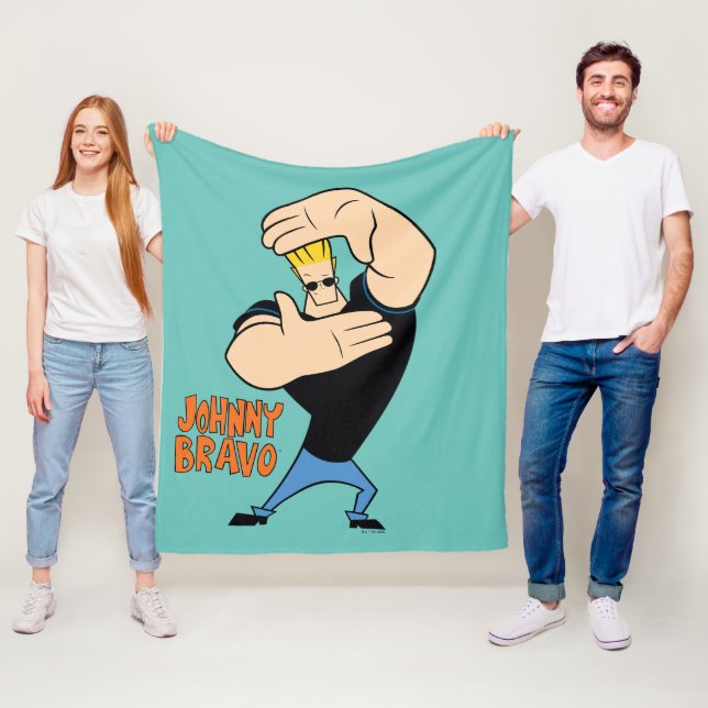 Johnny Bravo Picture Frame Pose Fleece Blanket (In Situ)