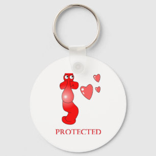Johnny Condom Protected Hearts Keychain