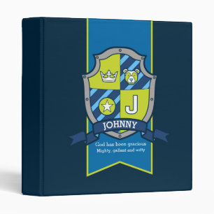 Johnny name meaning shield J letter green blue Binder