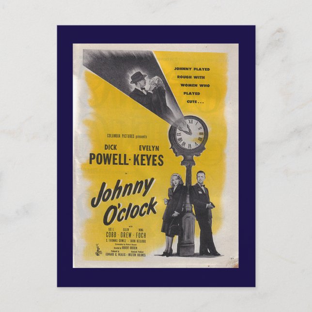 Johnny O'Clock -- Monochrome Poster Postcard (Front)