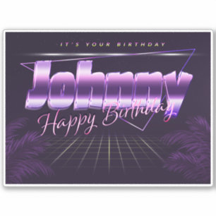 Johnny Prénom lila retro Sticker