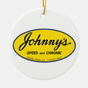 Johnny's Speed and Chrome vintage Ceramic Ornament