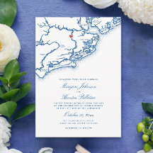 Johns Island SC Map Elegant Navy Blue Wedding