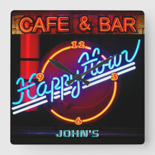 JOHN'S - Name Neon Sign Bar Mancave Den Clock Fun