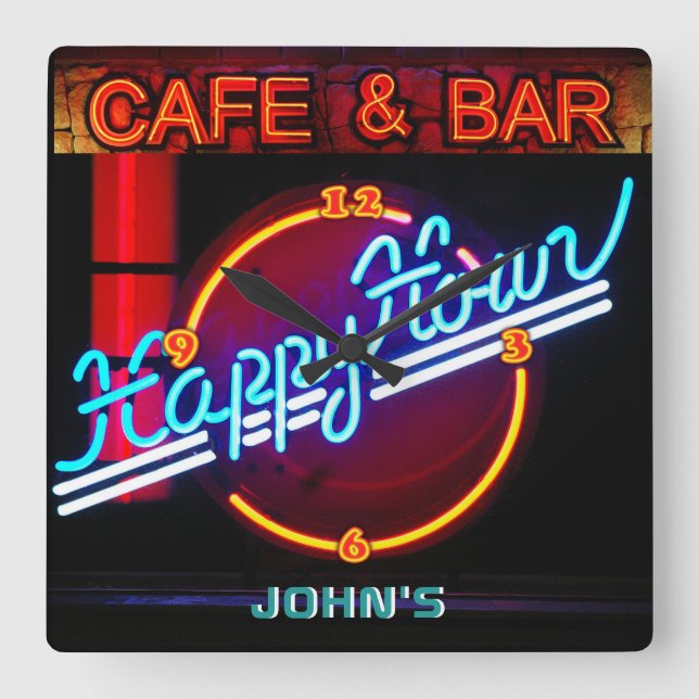 JOHN'S - Name Neon Sign Bar Mancave Den Clock Fun (Front)