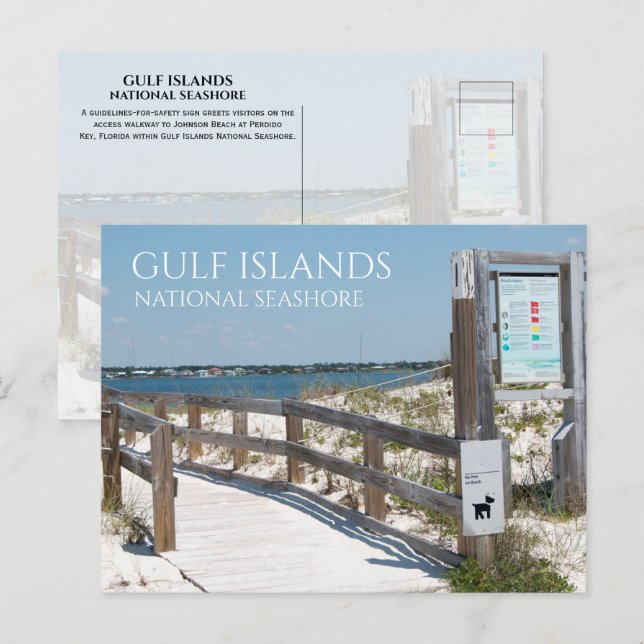 Johnson Beach Entrance, Gulf Islands NS, Florida Postcard (Front/Back)