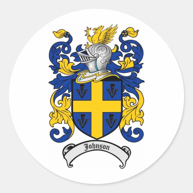 Johnson Family Crest - Coat of Arms Classic Round Sticker (Front)
