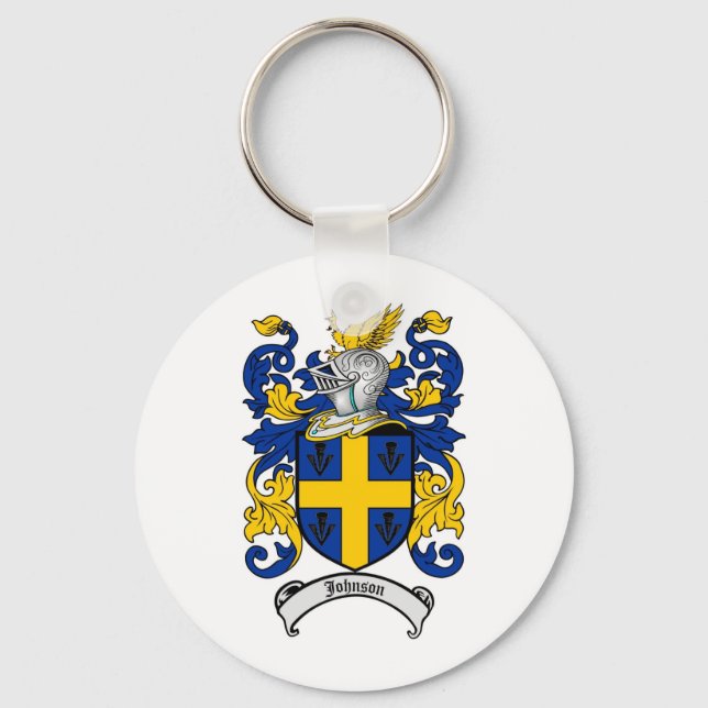 Johnson Family Crest - Coat of Arms Keychain (Front)