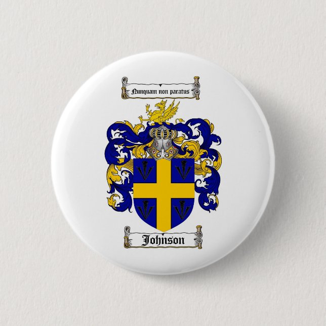 JOHNSON FAMILY CREST -  JOHNSON COAT OF ARMS 2 INCH ROUND BUTTON (Front)