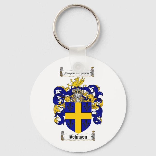 JOHNSON FAMILY CREST -  JOHNSON COAT OF ARMS KEYCHAIN (Front)