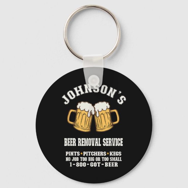 Johnsons Beer Removal Service Funny Beer Lover Bee Keychain (Front)