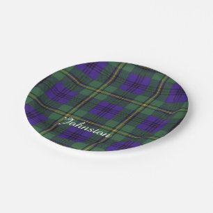 Johnston clan Plaid Scottish tartan Paper Plate