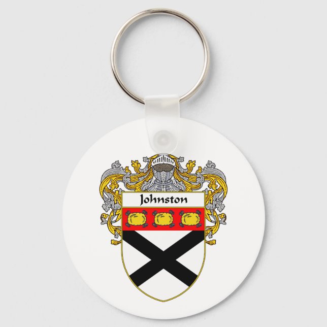 Johnston Coat of Arms/Family Crest (Mantled) Keychain (Front)